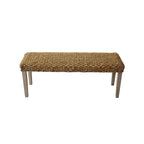 Banc intérieur 2 places jacinthe d'eau marron/gris et bois d'acacia