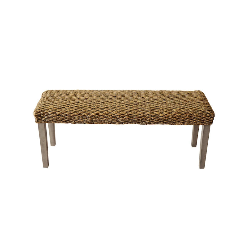 Banc intérieur 2 places jacinthe d'eau marron/gris et bois d'acacia