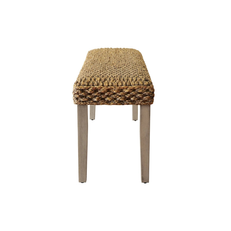 Banc intérieur 2 places jacinthe d'eau marron/gris et bois d'acacia