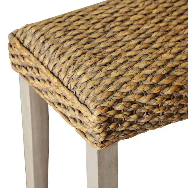 Banc intérieur 2 places jacinthe d'eau marron/gris et bois d'acacia