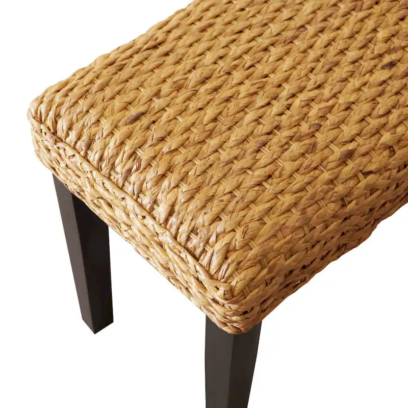 Banc intérieur 2 places jacinthe d'eau marron/gris et bois d'acacia