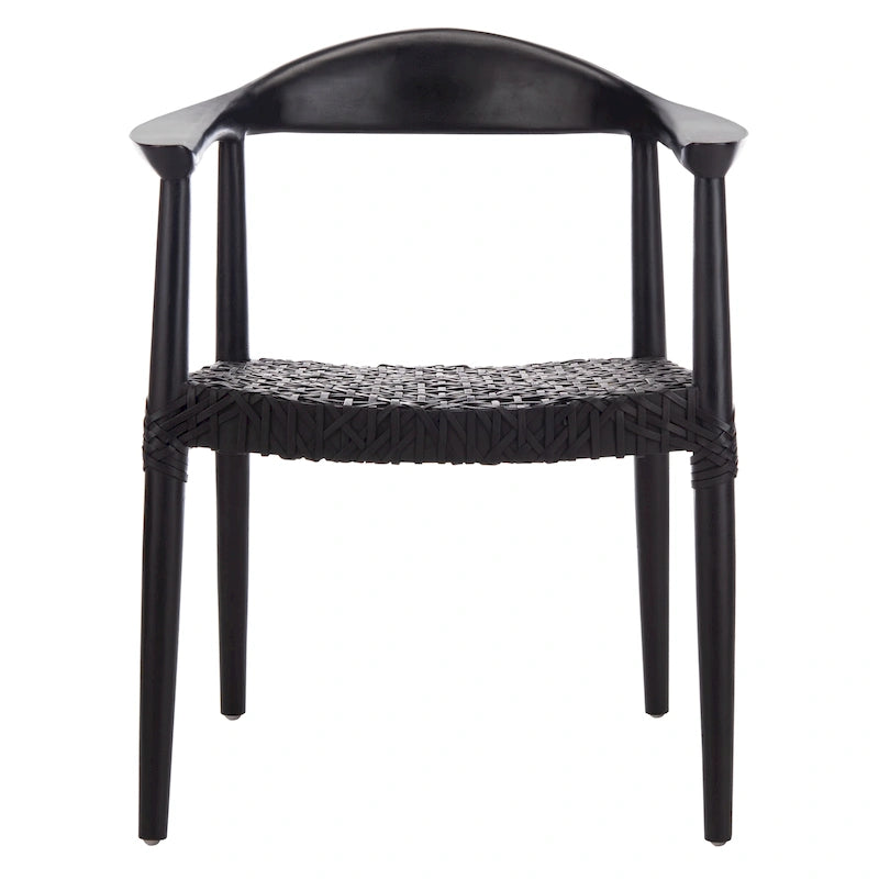Fauteuil d'appoint en cuir tressé blanc / naturel / noyer / noir, une place