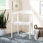 Fauteuil d'appoint en cuir tressé blanc / naturel / noyer / noir, une place