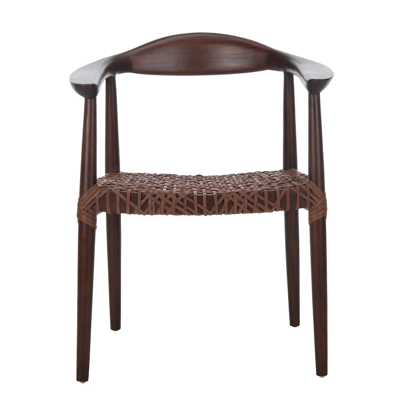 Fauteuil d'appoint en cuir tressé blanc / naturel / noyer / noir, une place
