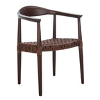 Fauteuil d'appoint en cuir tressé blanc / naturel / noyer / noir, une place