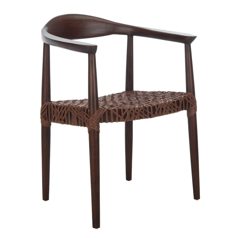 Fauteuil d'appoint en cuir tressé blanc / naturel / noyer / noir, une place