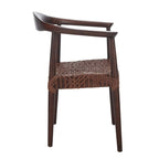Fauteuil d'appoint en cuir tressé blanc / naturel / noyer / noir, une place