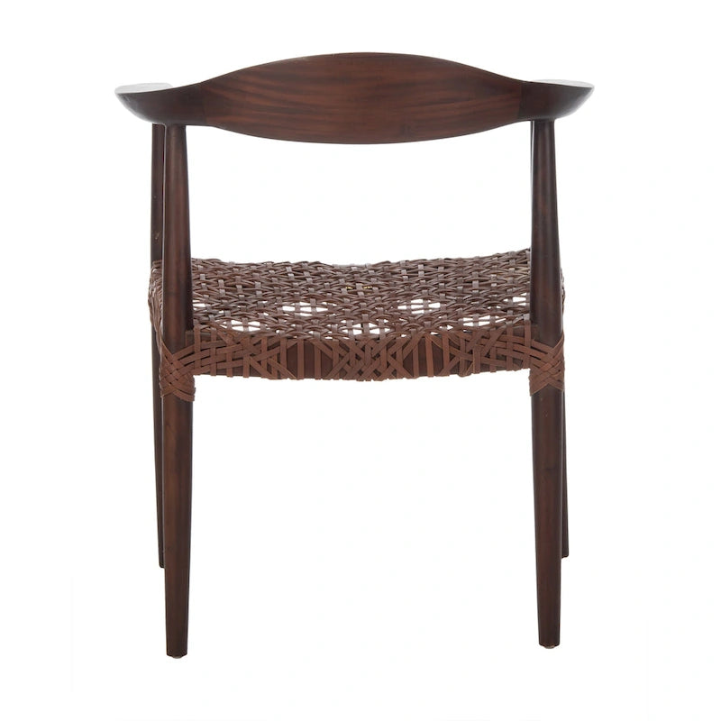 Fauteuil d'appoint en cuir tressé blanc / naturel / noyer / noir, une place