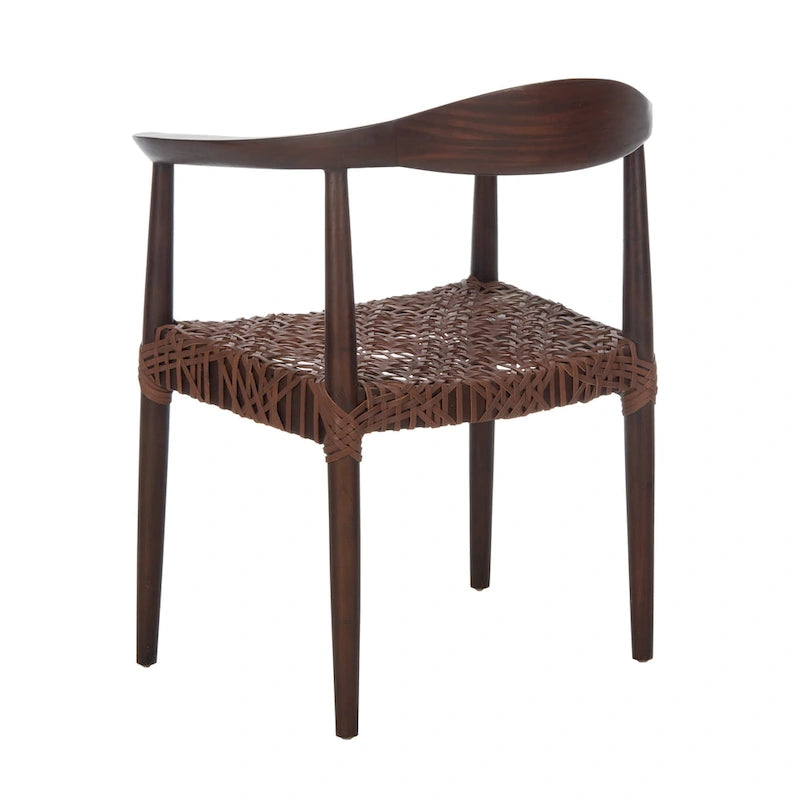Fauteuil d'appoint en cuir tressé blanc / naturel / noyer / noir, une place