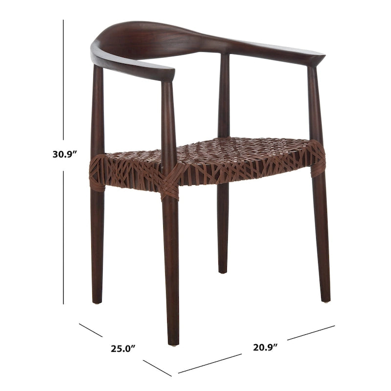 Fauteuil d'appoint en cuir tressé blanc / naturel / noyer / noir, une place