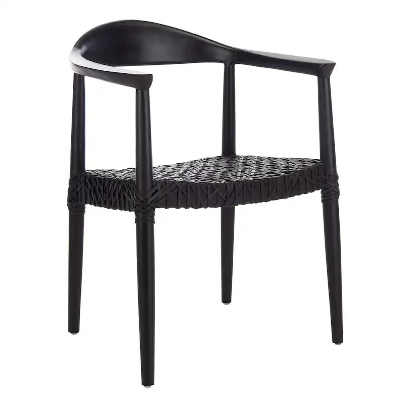 Fauteuil d'appoint en cuir tressé blanc / naturel / noyer / noir, une place