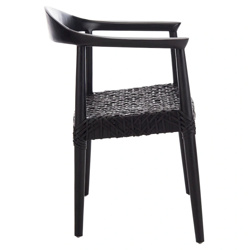 Fauteuil d'appoint en cuir tressé blanc / naturel / noyer / noir, une place
