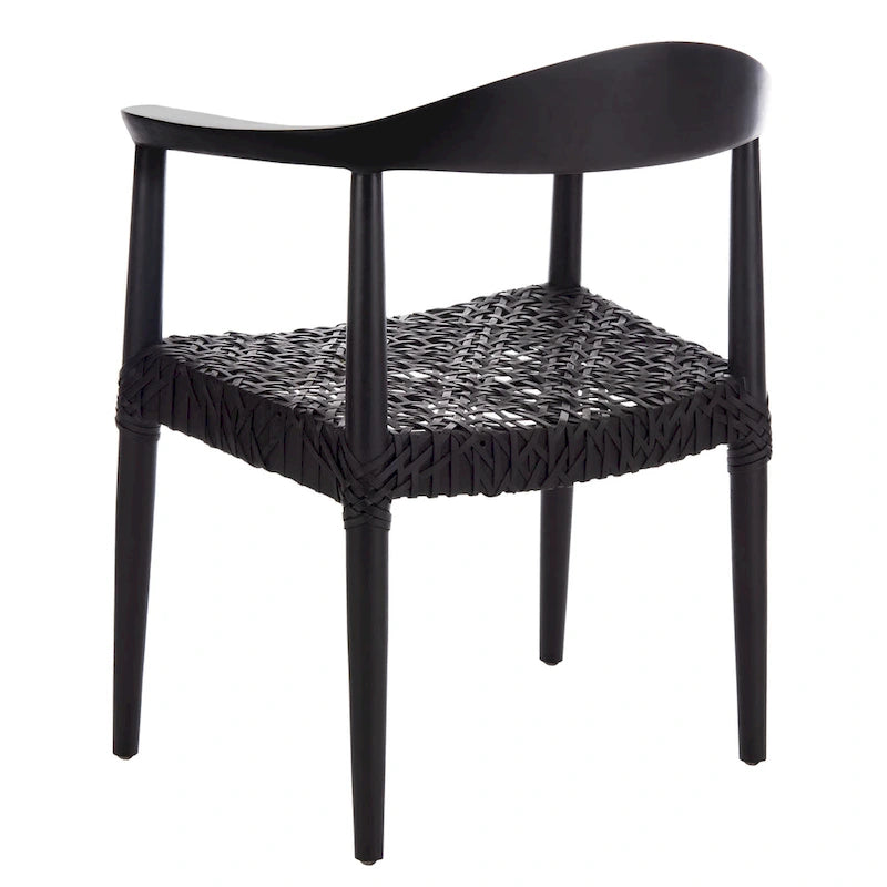 Fauteuil d'appoint en cuir tressé blanc / naturel / noyer / noir, une place