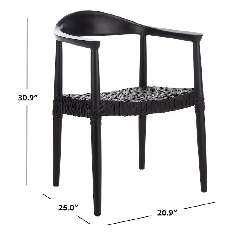 Fauteuil d'appoint en cuir tressé blanc / naturel / noyer / noir, une place