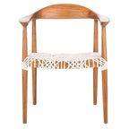 Fauteuil d'appoint en cuir tressé blanc / naturel / noyer / noir, une place