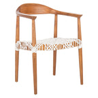 Fauteuil d'appoint en cuir tressé blanc / naturel / noyer / noir, une place