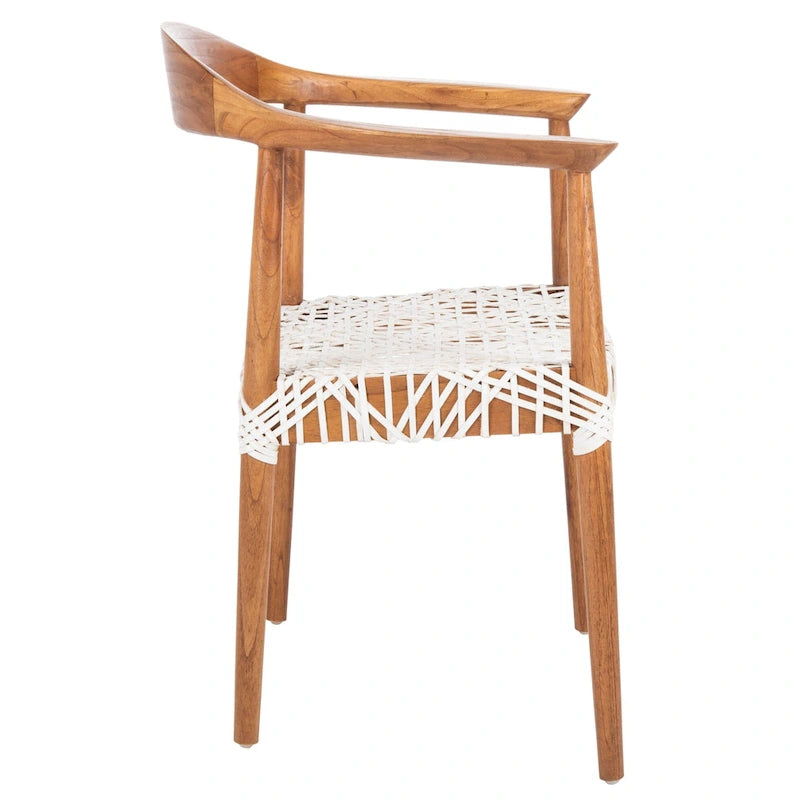 Fauteuil d'appoint en cuir tressé blanc / naturel / noyer / noir, une place