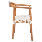 Fauteuil d'appoint en cuir tressé blanc / naturel / noyer / noir, une place