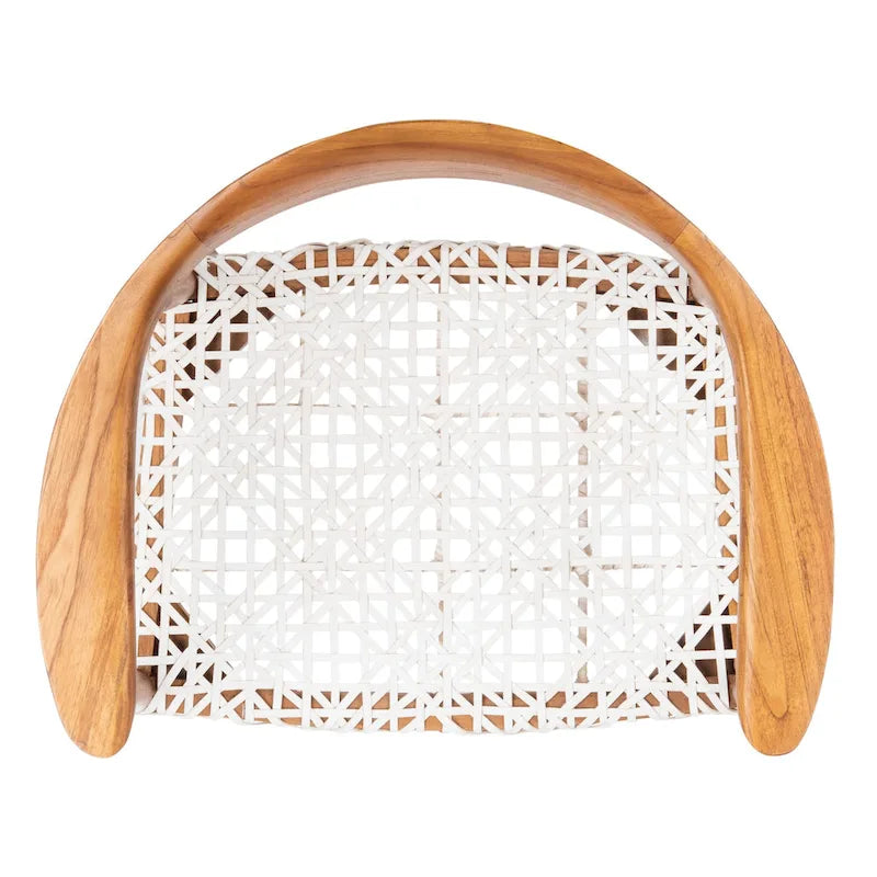Fauteuil d'appoint en cuir tressé blanc / naturel / noyer / noir, une place