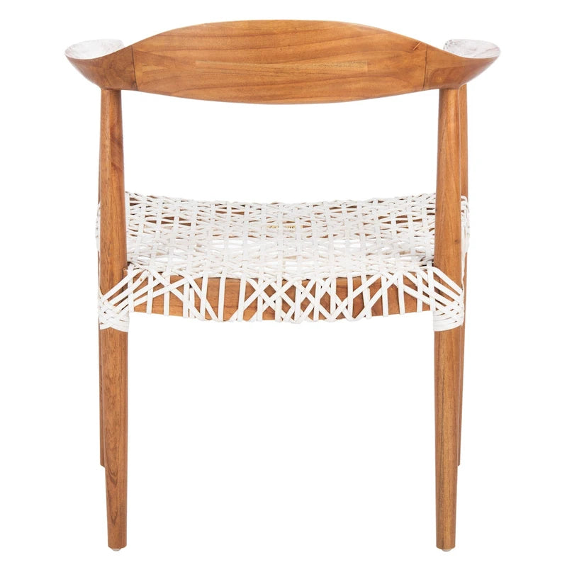 Fauteuil d'appoint en cuir tressé blanc / naturel / noyer / noir, une place