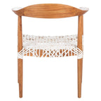 Fauteuil d'appoint en cuir tressé blanc / naturel / noyer / noir, une place