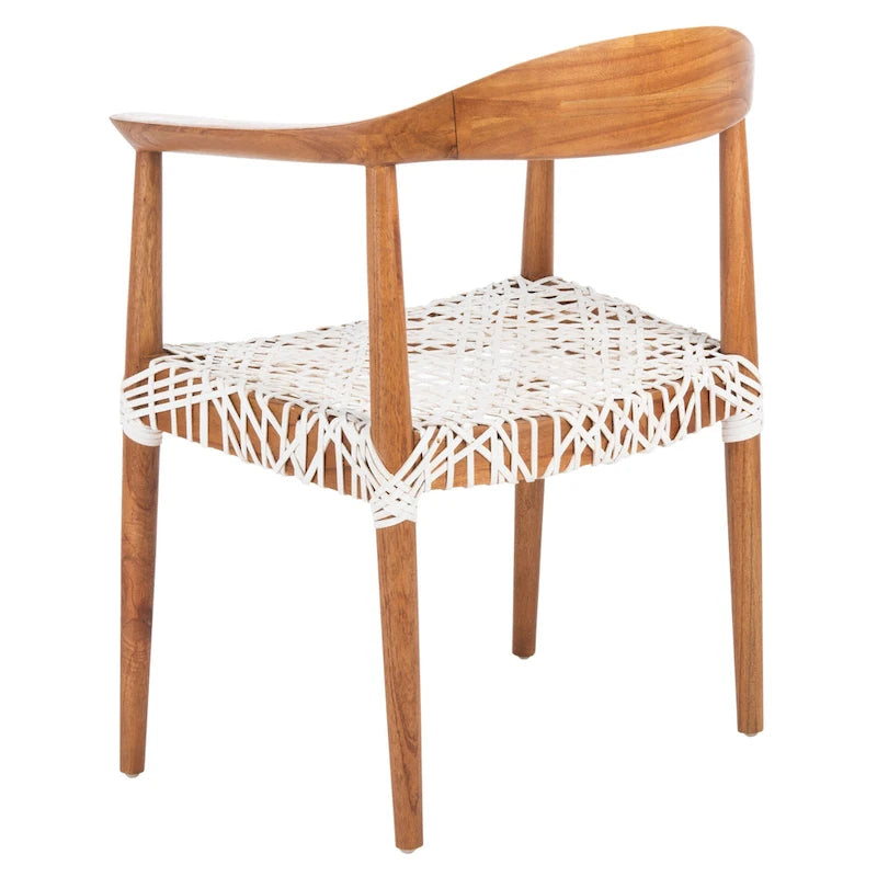 Fauteuil d'appoint en cuir tressé blanc / naturel / noyer / noir, une place