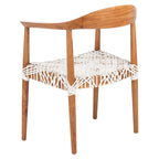 Fauteuil d'appoint en cuir tressé blanc / naturel / noyer / noir, une place