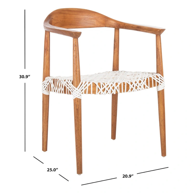 Fauteuil d'appoint en cuir tressé blanc / naturel / noyer / noir, une place