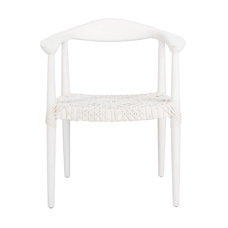 Fauteuil d'appoint en cuir tressé blanc / naturel / noyer / noir, une place