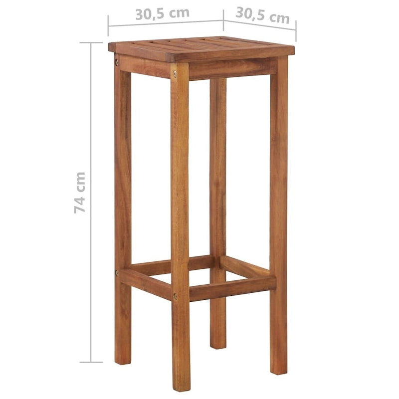 Ensemble de bar rustique marron pour 2 personnes, bois d'acacia massif, 3 pièces