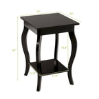 Table d'appoint noire à pieds incurvés avec étagère ouverte, pour 1 personne