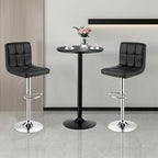 Ensemble table de bar ronde noire pour 2, table de bistrot moderne 3 pièces avec 2 tabourets pivotants réglables