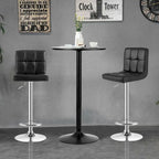 Ensemble table de bar ronde noire pour 2, table de bistrot moderne 3 pièces avec 2 tabourets pivotants réglables