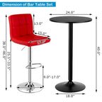 Ensemble table de bar ronde noire pour 2, table de bistrot moderne 3 pièces avec 2 tabourets pivotants réglables