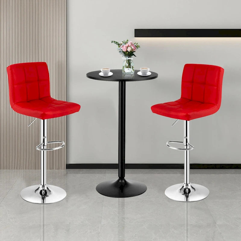 Ensemble table de bar ronde noire pour 2, table de bistrot moderne 3 pièces avec 2 tabourets pivotants réglables