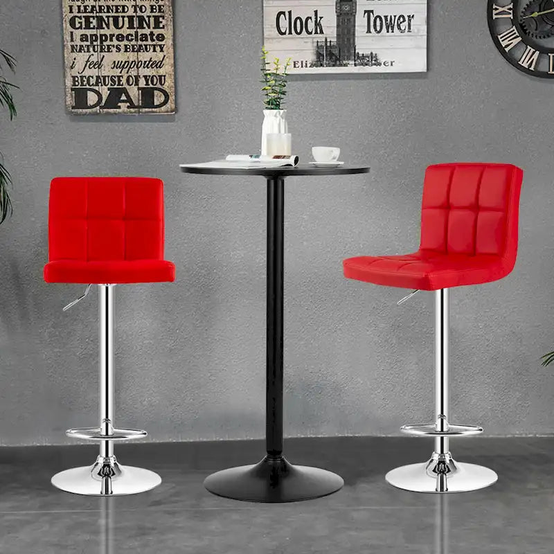 Ensemble table de bar ronde noire pour 2, table de bistrot moderne 3 pièces avec 2 tabourets pivotants réglables