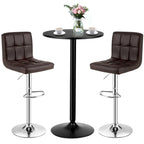 Ensemble table de bar ronde noire pour 2, table de bistrot moderne 3 pièces avec 2 tabourets pivotants réglables
