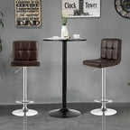 Ensemble table de bar ronde noire pour 2, table de bistrot moderne 3 pièces avec 2 tabourets pivotants réglables