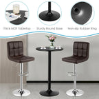 Ensemble table de bar ronde noire pour 2, table de bistrot moderne 3 pièces avec 2 tabourets pivotants réglables