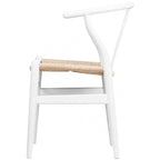 Chaise de salle à manger en bois rouge/orange avec assise en corde tressée, lot de 2