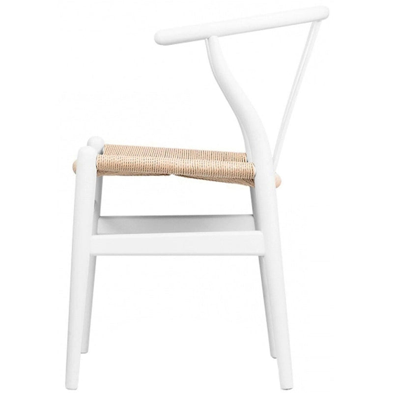Chaise de salle à manger en bois rouge/orange avec assise en corde tressée, lot de 2