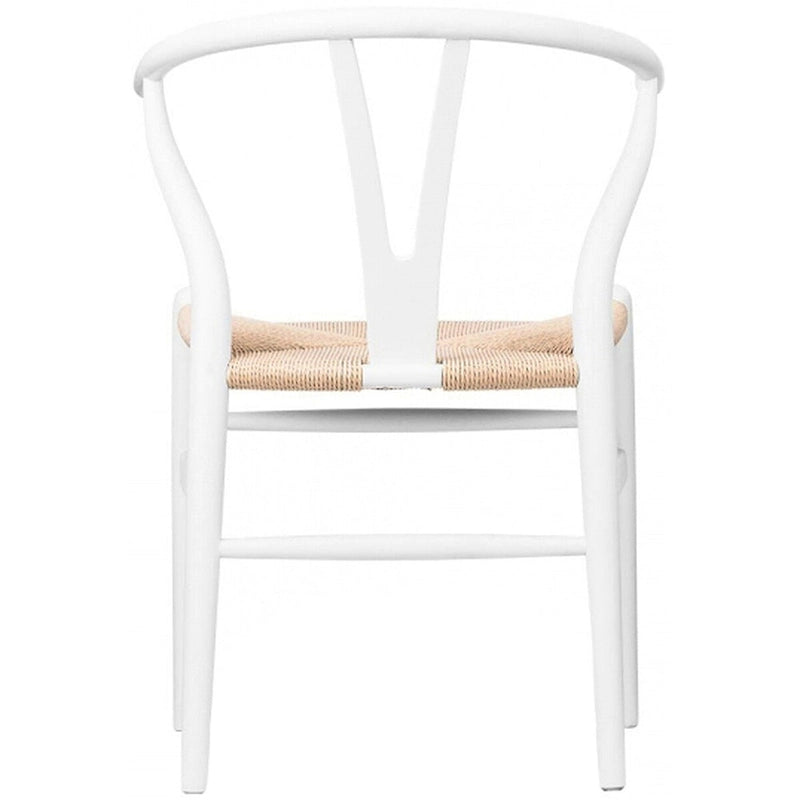 Chaise de salle à manger en bois rouge/orange avec assise en corde tressée, lot de 2