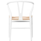 Chaise de salle à manger en bois rouge/orange avec assise en corde tressée, lot de 2