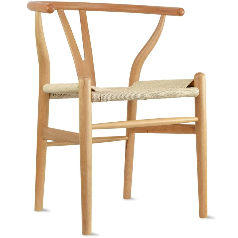 Chaise de salle à manger en bois rouge/orange avec assise en corde tressée, lot de 2