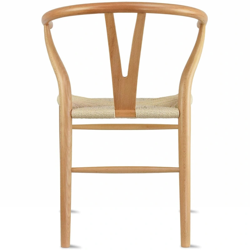 Chaise de salle à manger en bois rouge/orange avec assise en corde tressée, lot de 2
