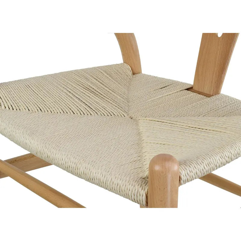 Chaise de salle à manger en bois rouge/orange avec assise en corde tressée, lot de 2