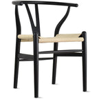 Chaise de salle à manger en bois rouge/orange avec assise en corde tressée, lot de 2