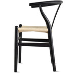 Chaise de salle à manger en bois rouge/orange avec assise en corde tressée, lot de 2