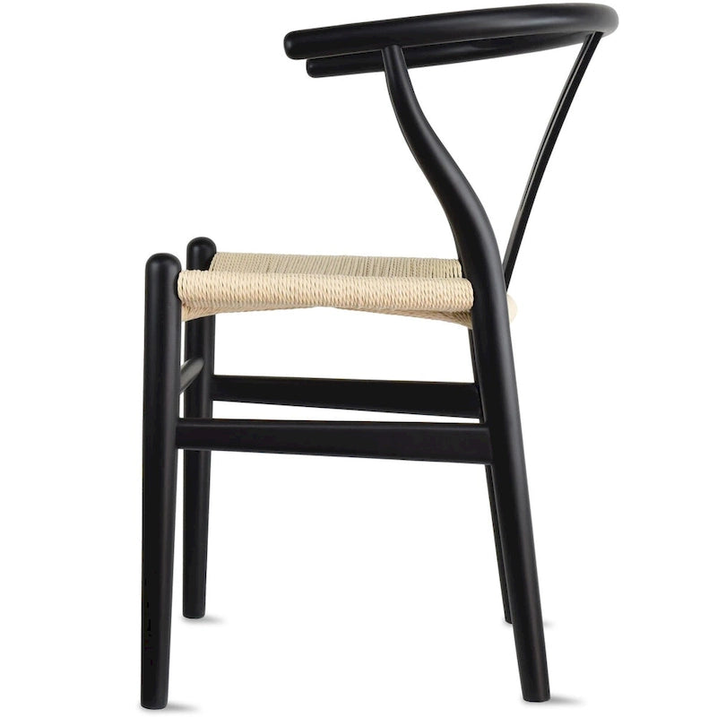 Chaise de salle à manger en bois rouge/orange avec assise en corde tressée, lot de 2