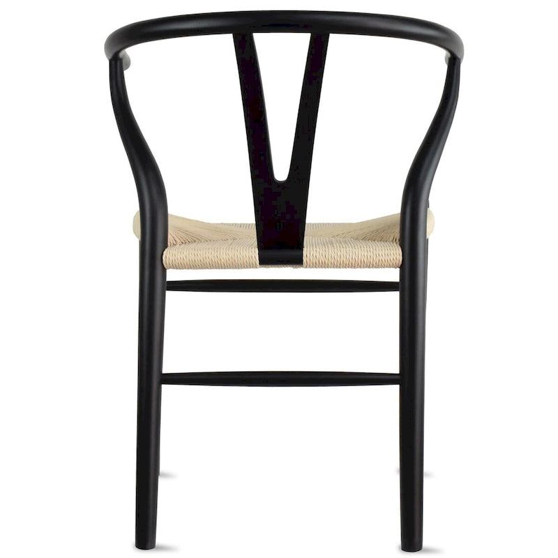 Chaise de salle à manger en bois rouge/orange avec assise en corde tressée, lot de 2